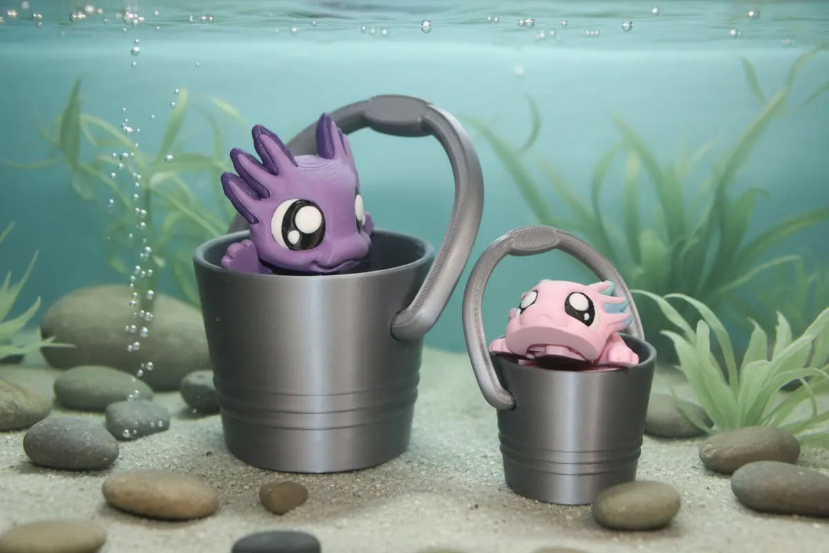 Axolotl Articulated Flexi Fidget Figurine- Comes With Pail 1