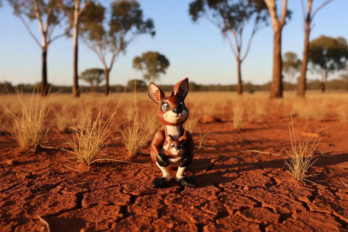 Kangaroo With Joey 3D Printed Articulated Flexi Fidget Figurine-4" 1
