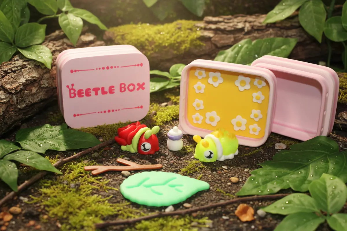 3D Printed Beetle Box 3" Comes With 2 Beetles 1