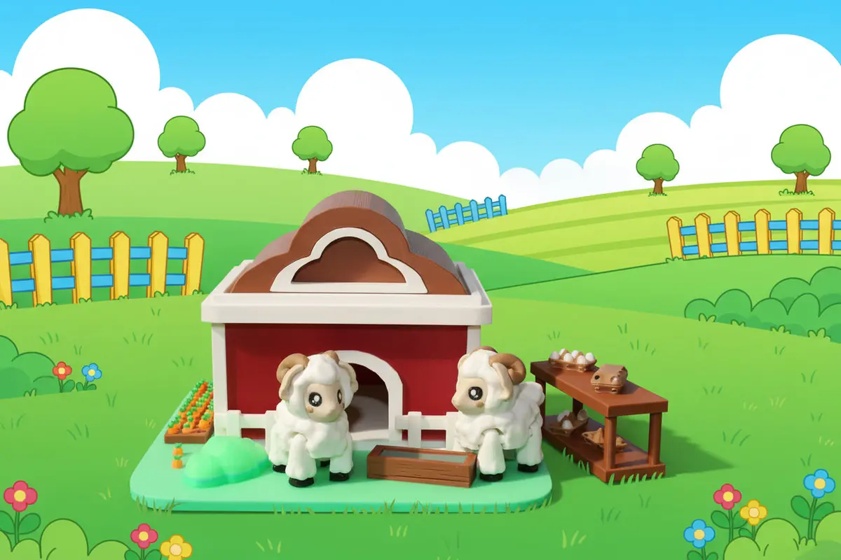 3D Printed Farm Playset With Sheep 1