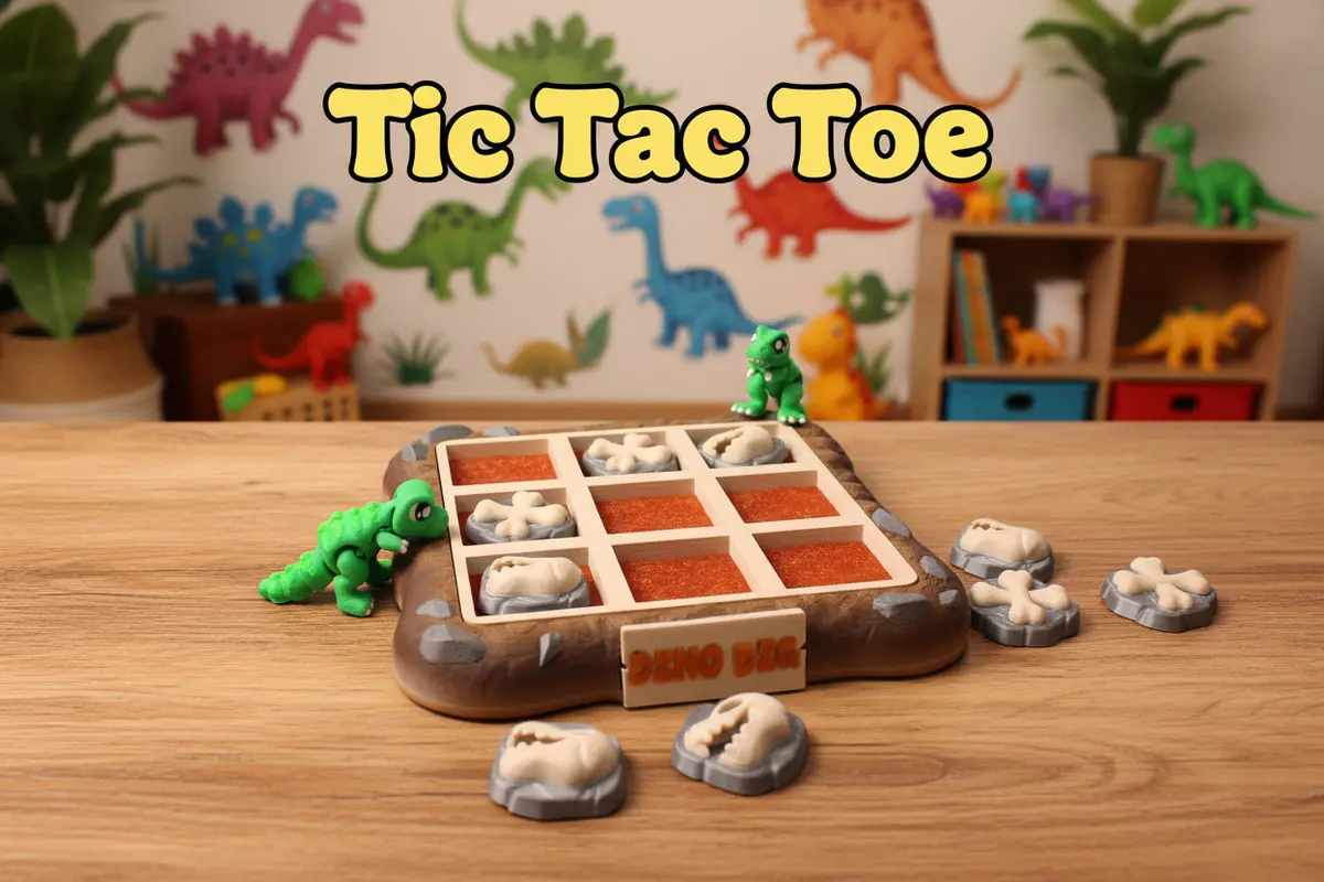 Dino Tic Tac Toe Game 3D Printed 1