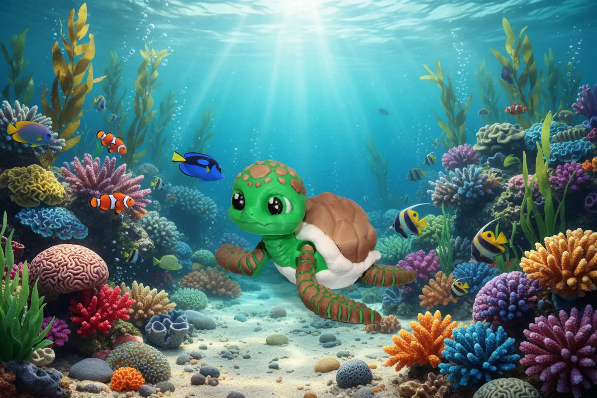3D Printed Tiny Sea Turtle 2.5" 1