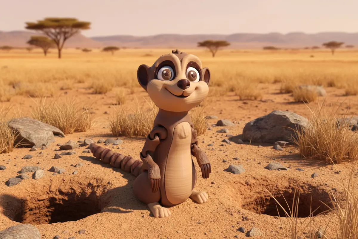 Meercat 3D Printed Articulated Figurine 3.75" Tall 1