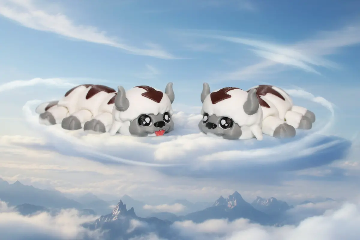 3D Printed Articulated Sky Bison 3" 1