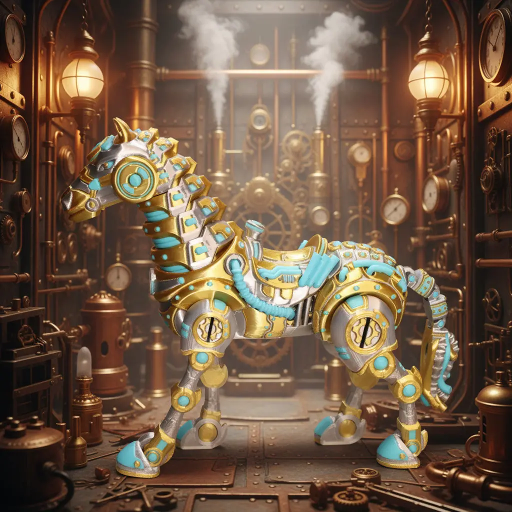 3D-Printed Mechanical Horse, 6 Inches Tall. 1