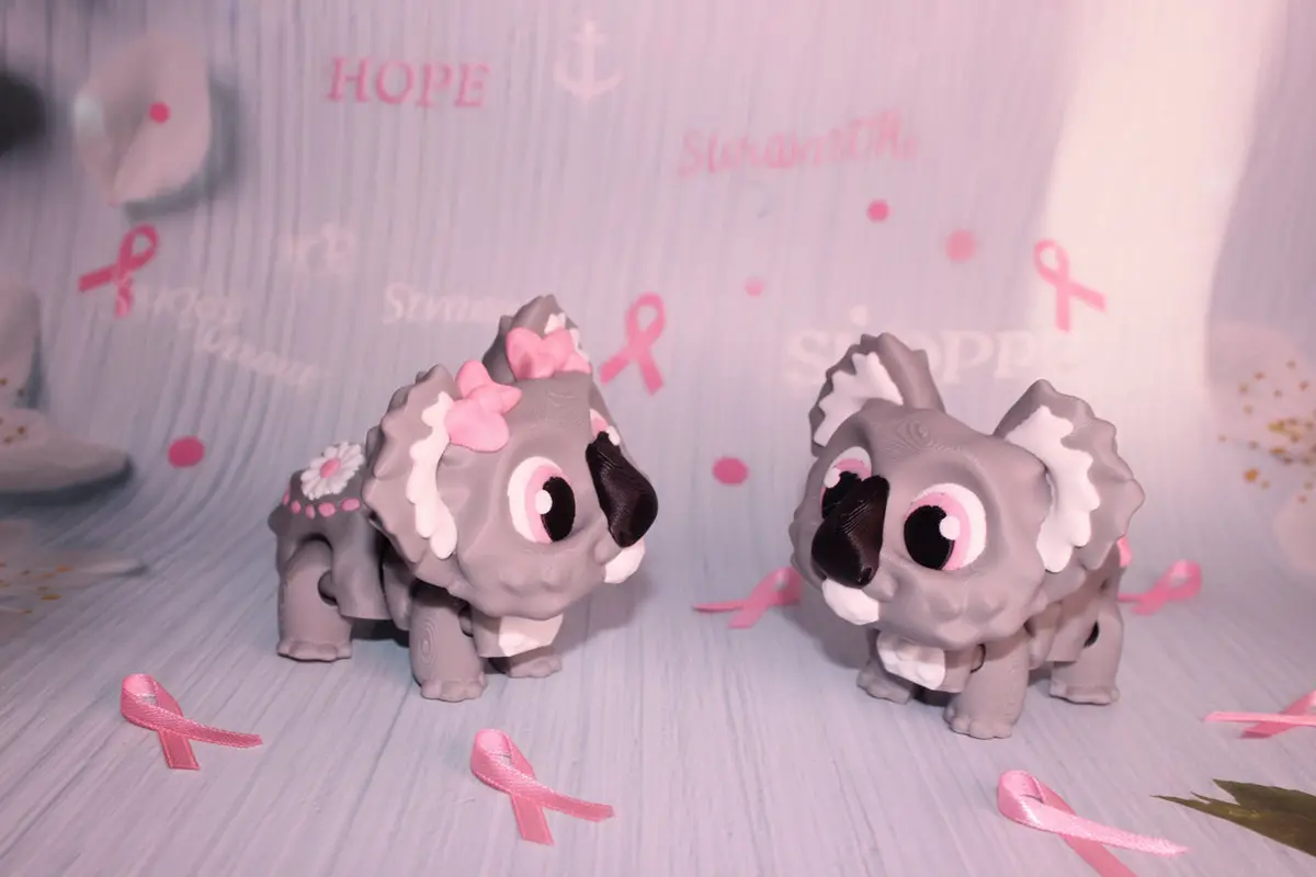 Awareness Or Flower Koala – 3D Printed, Measuring 4.5" Long By 3.5" Tall. 1