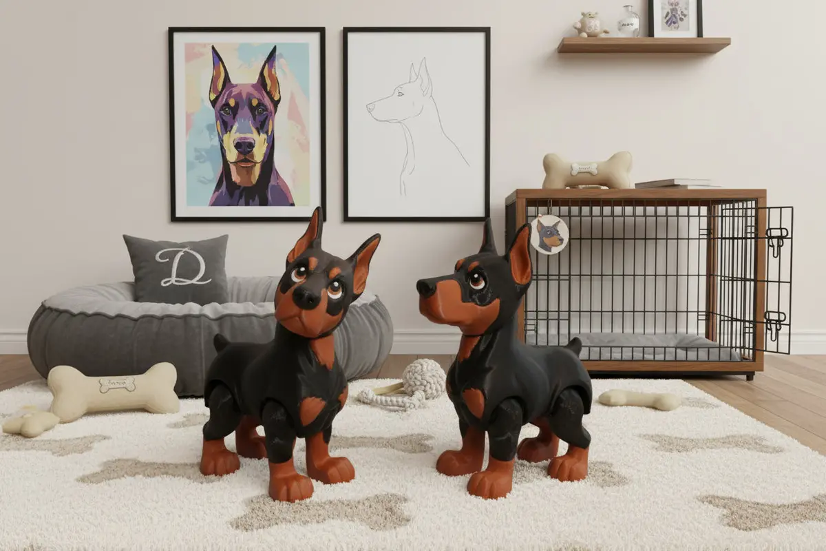 Doberman:3D Printed Articulated Flexi Fidget Toy 4" T 1