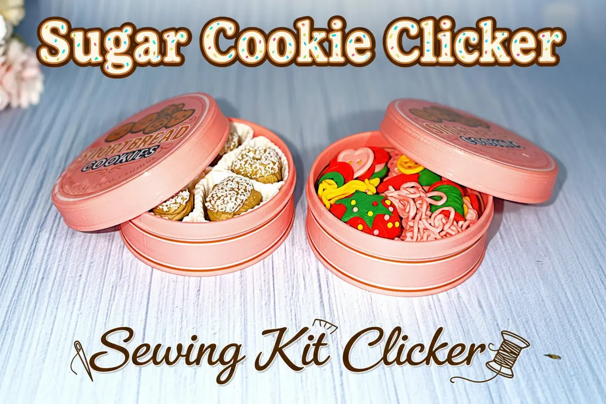 Clicker Sugar Cookie Container With Sewing Edition Options-3D Printed 1