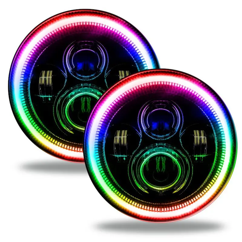 Oracle 7-Inch Led Headlights With Colorshift Hub Dot/Sae 1