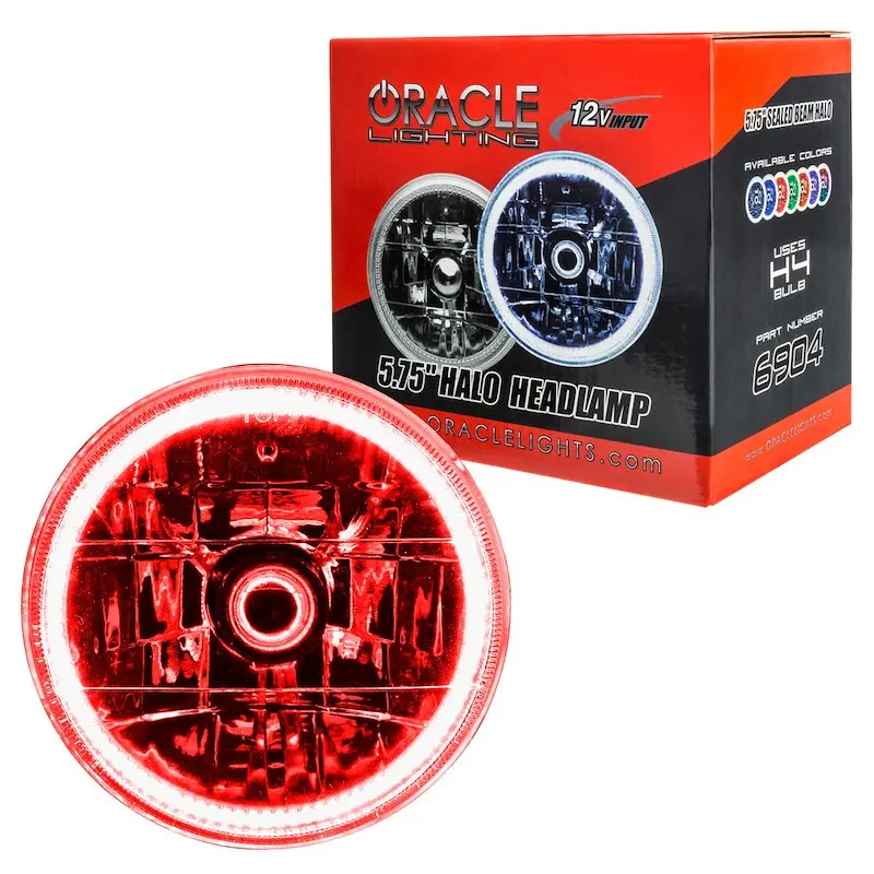 Oracle Headlight Assembly 5.75-Inch Round Red Halo Chrome Housing 1