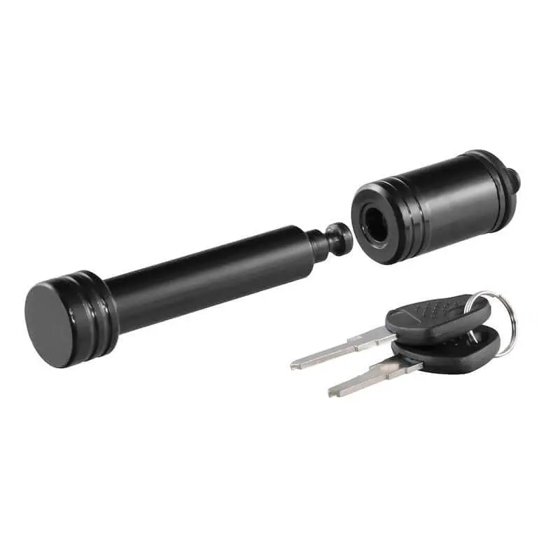 Curt Trailer Hitch Lock – 5/8-Inch Barbell Pin For 2 Inch Receiver – Black Powder-Coated Steel With Keys & Dust Cap 1
