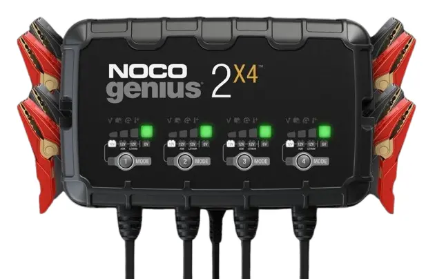 Noco Battery Charger 4-Bank Onboard For 6V & 12V Lead-Acid And Lithium Batteries - 2A Per Bank, 8A Total, Fully Automatic - 120-240V Ac 1