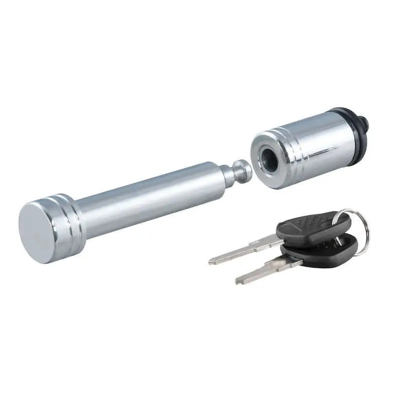 Curt Trailer Hitch Lock – 5/8-Inch Barbell Pin For 2 Inch Receiver – Chrome Plated Steel With Keys & Dust Cap 1