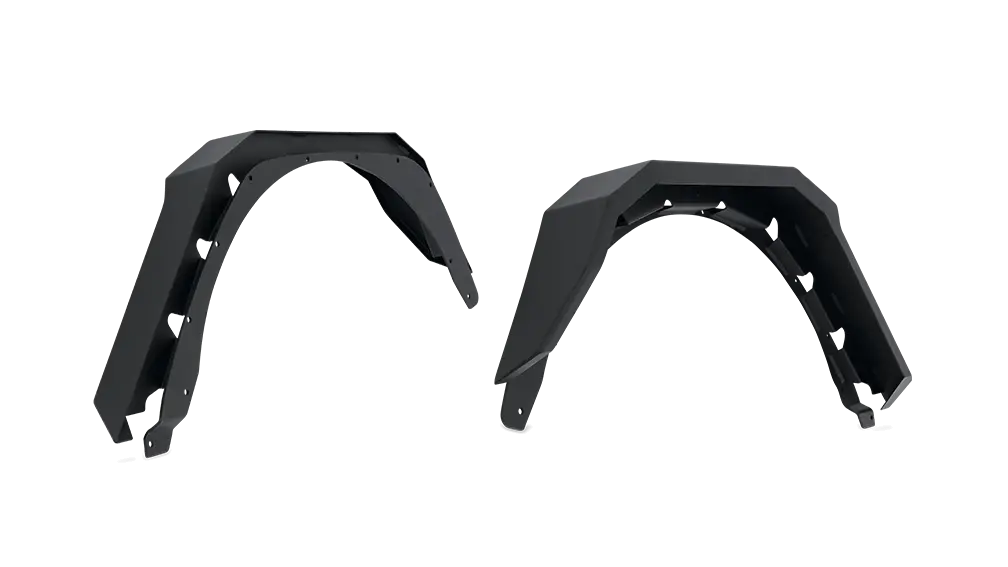 Body Armor Rear Fender Flares - Textured Black Powder-Coated Steel - Fits 2018-2024 Jeep Wrangler Jl (Flat Style, 5-3/4 Inch Tire Coverage) 1