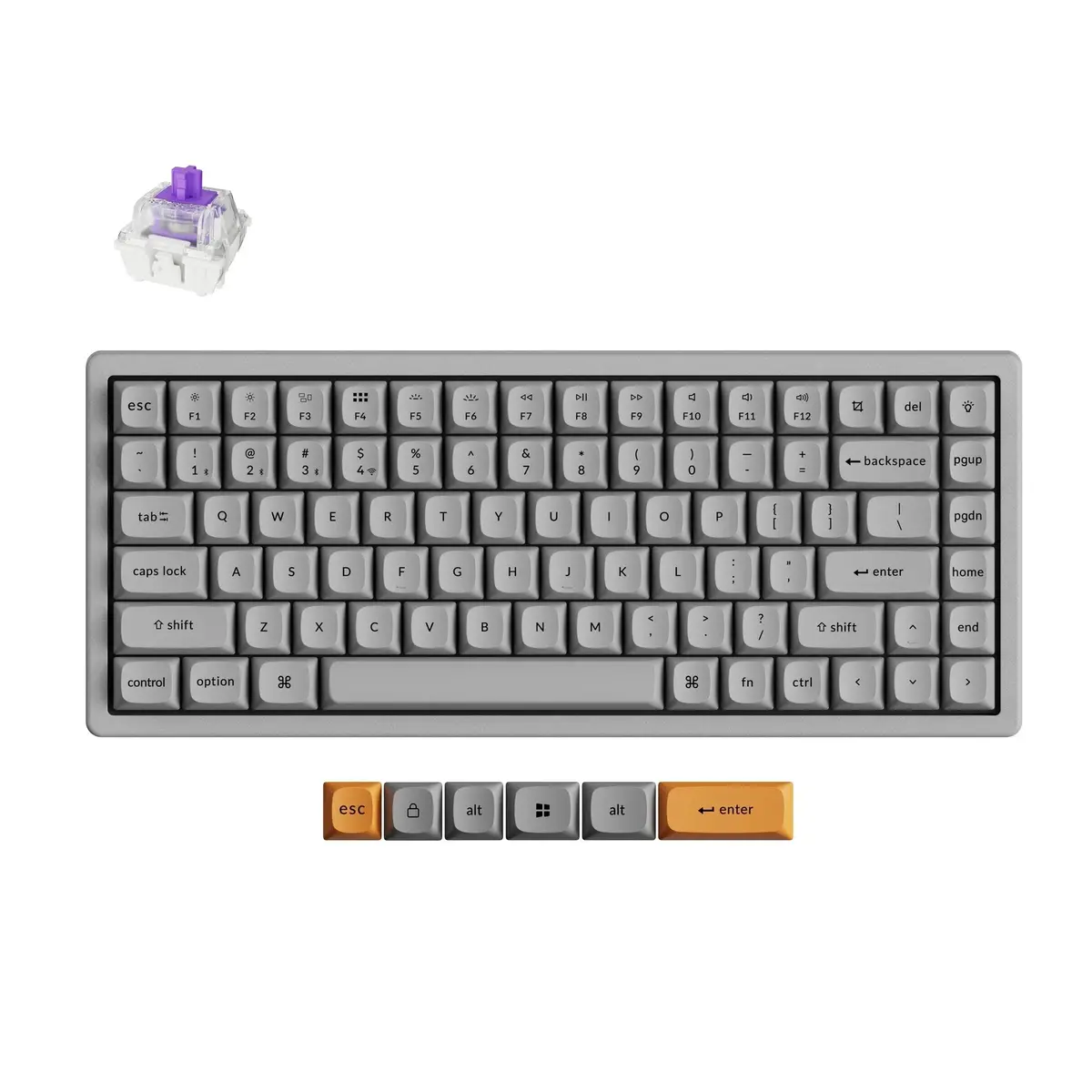 Keychron - K2 He Wireless Magnetic Switch Custom Keyboard Concrete Edition - Bezprzewodowa Klawiatura Magnetyczna 1