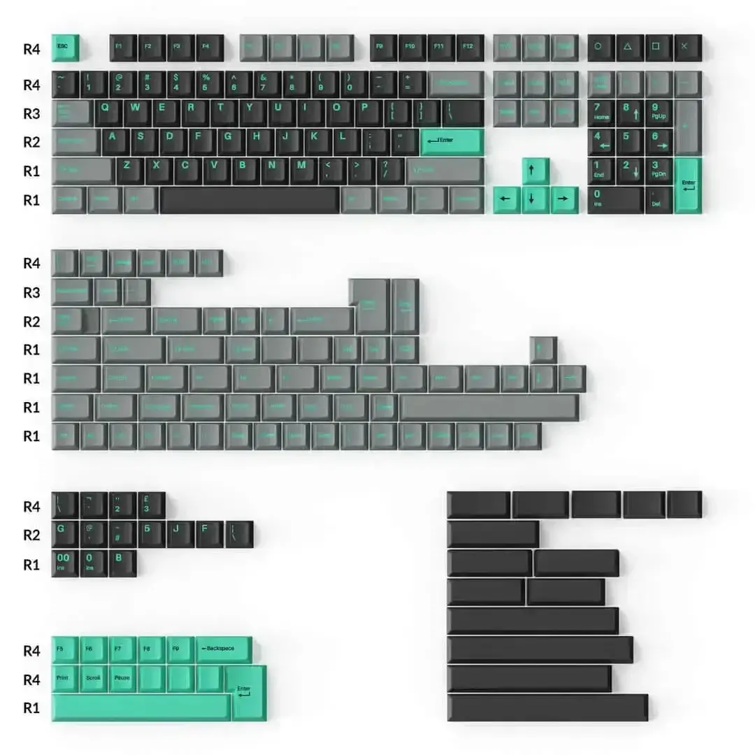 Keychron - Cherry Profile Double-Shot Pbt Full Set Keycaps - Hacker Mint 1