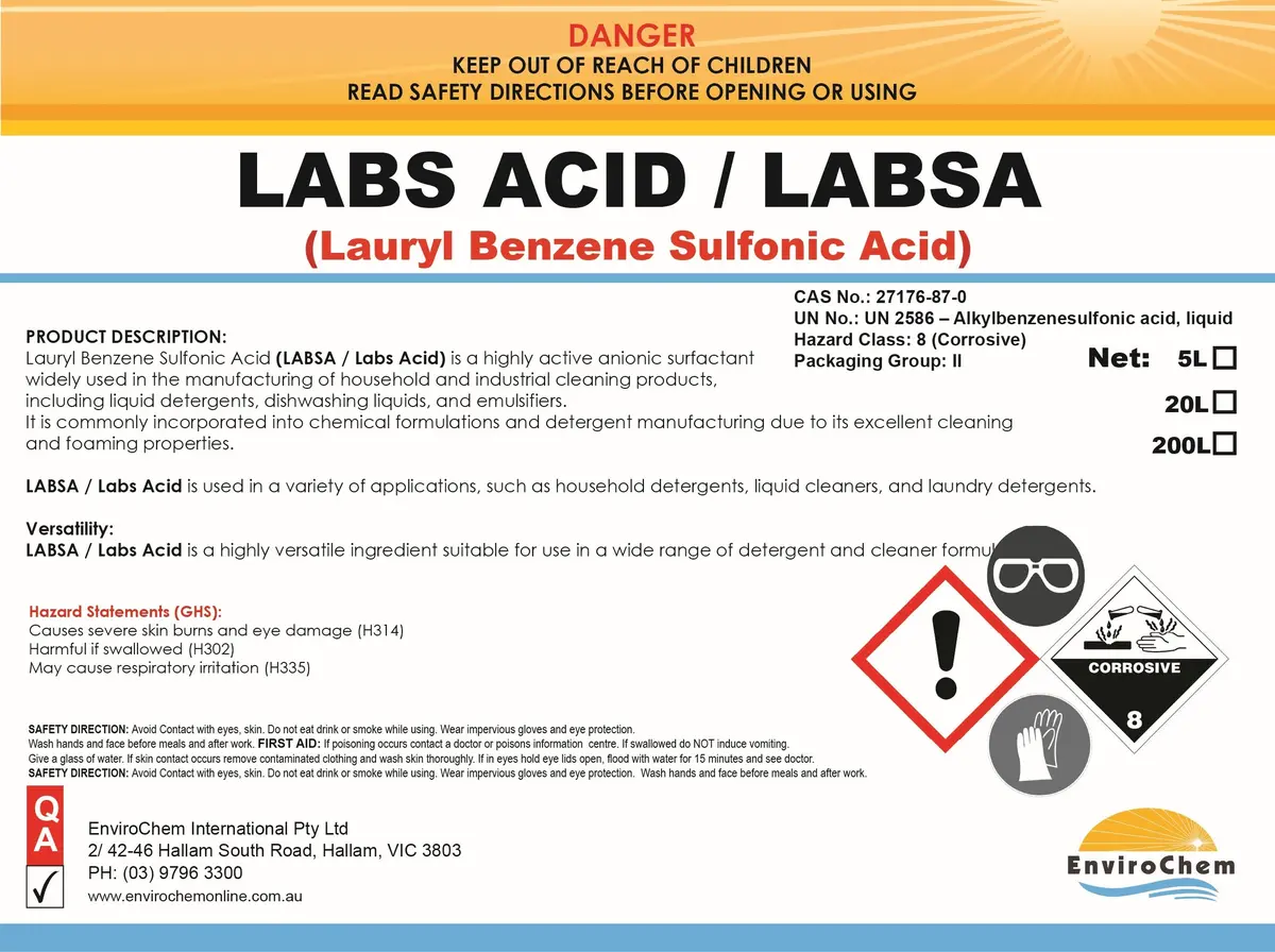 Labs Acid / Labsa (Lauryl Benzene Sulfonic Acid), Dodecylbenzenesulfonic Acid 1