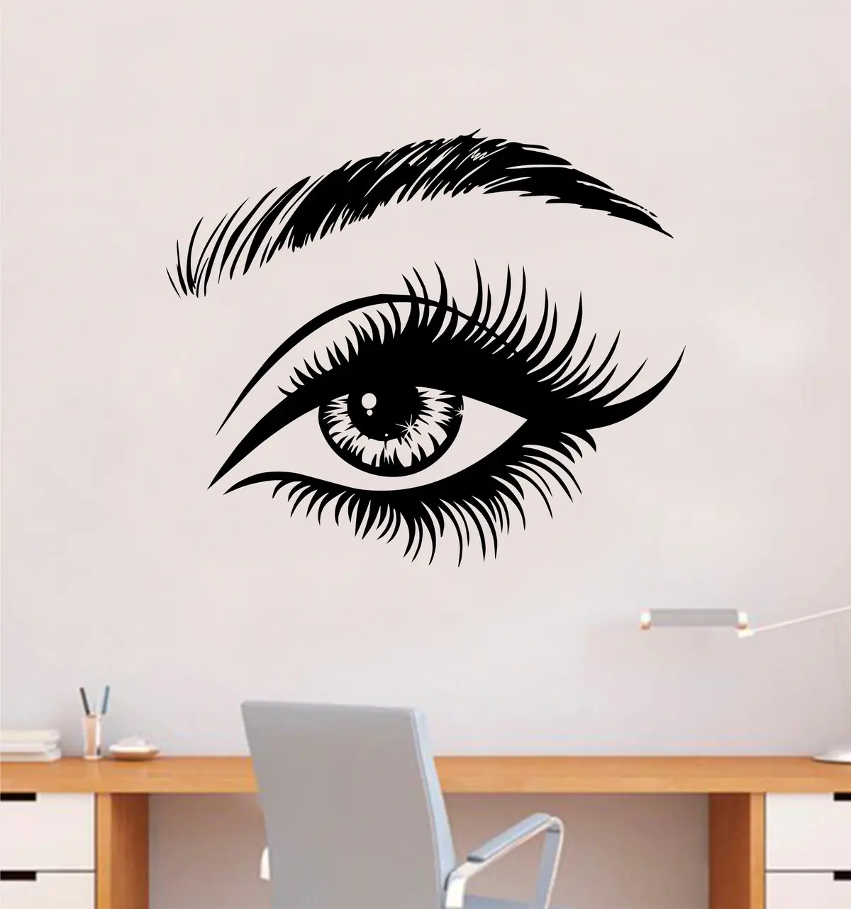 Lashes Brows Wall Decal Sticker Vinyl Home Decor Bedroom Art Makeup Cosmetics Girls Eyes Eyebrows Eyelashes Vanity Beauty 1