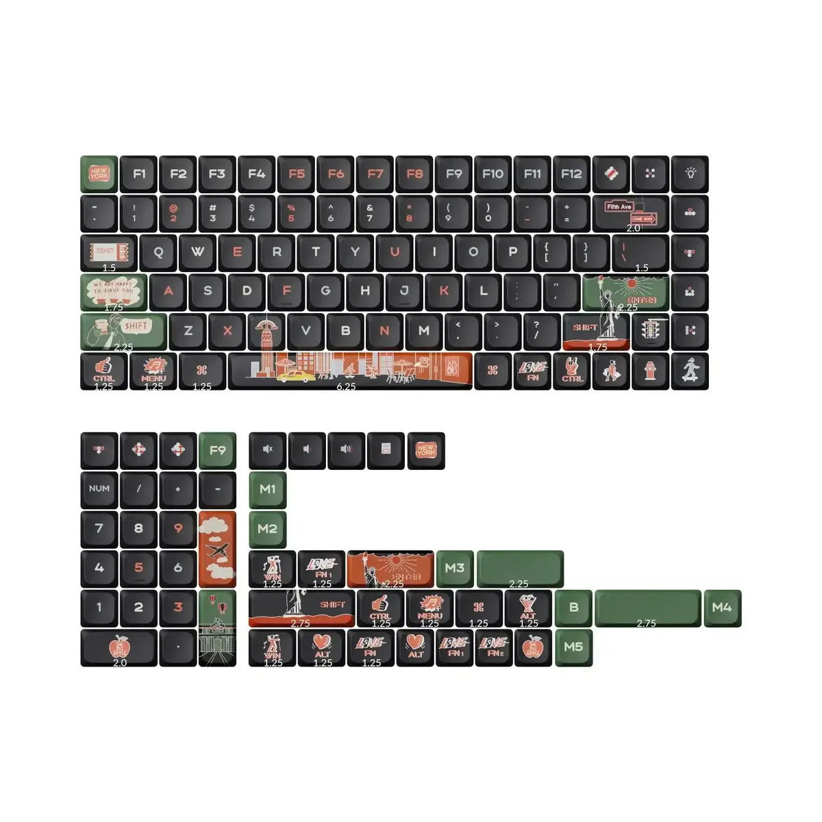 Keychron - Low Profile Lsa Dye-Sub Pbt Full Set Keycap Set - New York 1