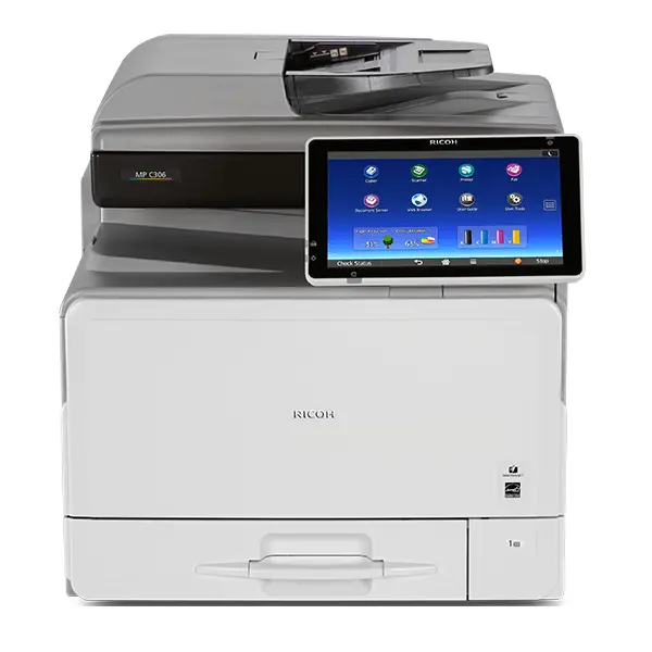 $29/Month Ricoh Mp C306 Color Laser Multifunction Printer Copier Scanner, Facsimile With Large Lcd Touch Screen For Business 1