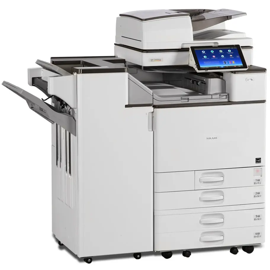 $98.63/Month Excellent Condition Ricoh Mpc 6004Ex Df With Multi-Cassette(4) All-In-One Office Printer/Copier/Scanner/Fax With Advanced Finisher 1