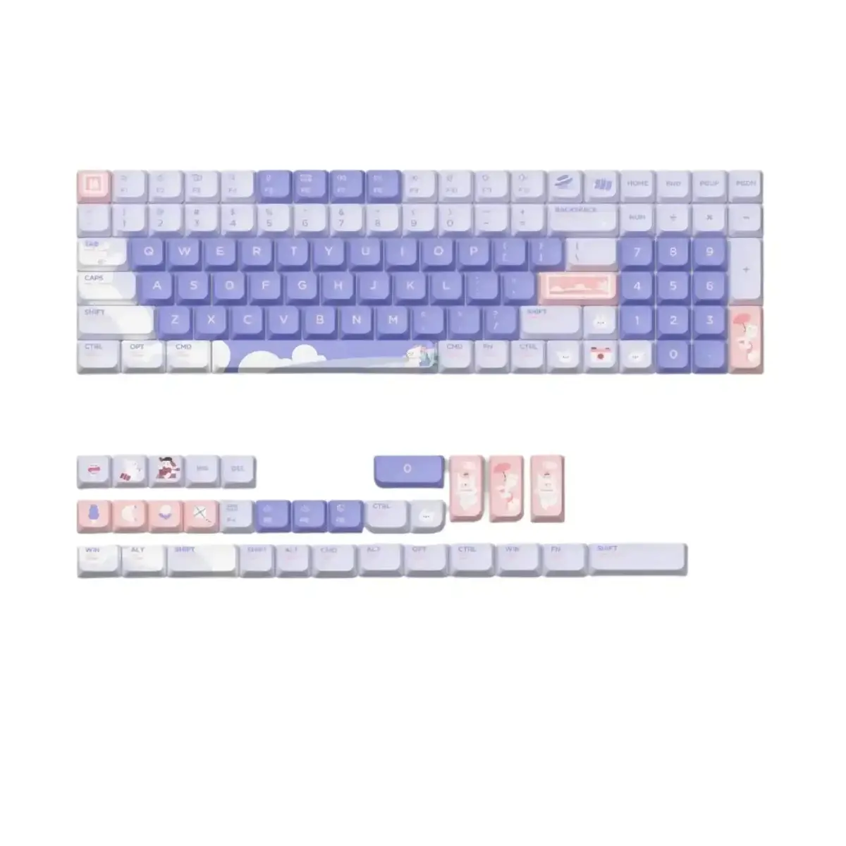Nuphy - Travel Bunny Nsa Profile Dye-Sub Pbt Keycaps - Niskoprofilowe Nasadki Do Klawiatury 1