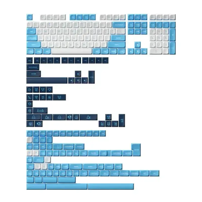 Akko - Carolina Blue Keycap Set (227-Key) - Zestaw Keycapów Pbt Double-Shot O Profilu Mda 1