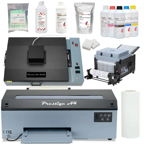 New Dtf Station Prestige A4 Roll Dtf Printer 110V With 16X20" Inch (40X50cm) Curing Oven Phoenix Air And Miro 13 Max Dtf Shaker - Advanced Supply Bundle 1