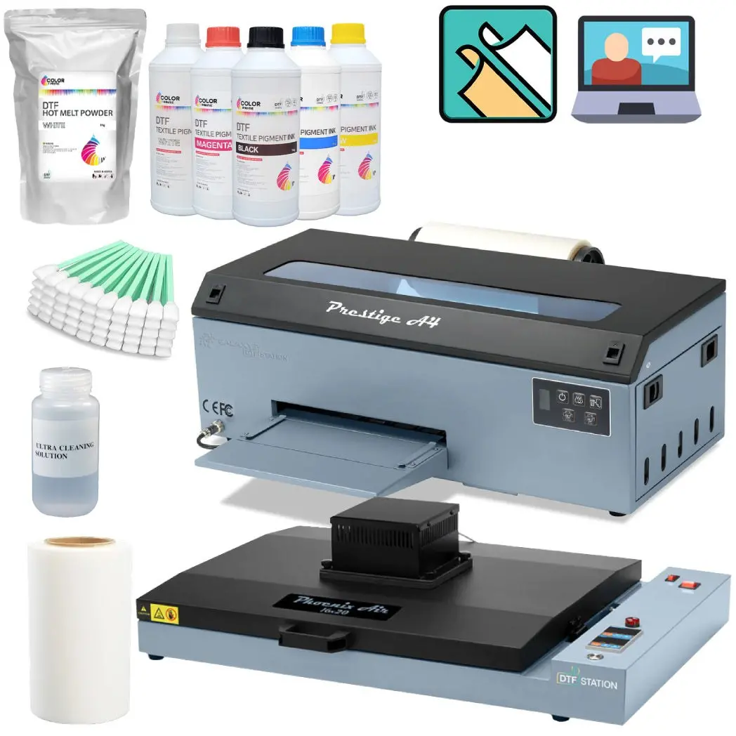 $99/Month Supplies Bundle - Prestige A4 8.3" Roll Dtf Printer (Demo Unit) 110V With Curing Oven Phoenix Air 16X20" 1
