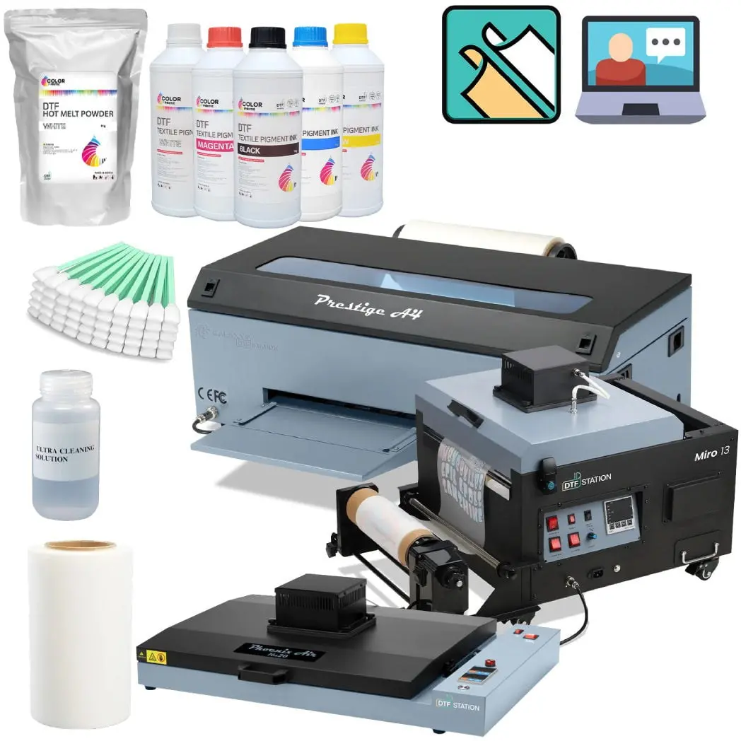 Advanced Bundle + Supplies + Phoenix Air - Prestige A4 Roll Dtf Printer (Store Display Model), Miro 13 Max Dtf Powder Shaker/Oven/Air Purifier + Phoenix Air 16X20 1