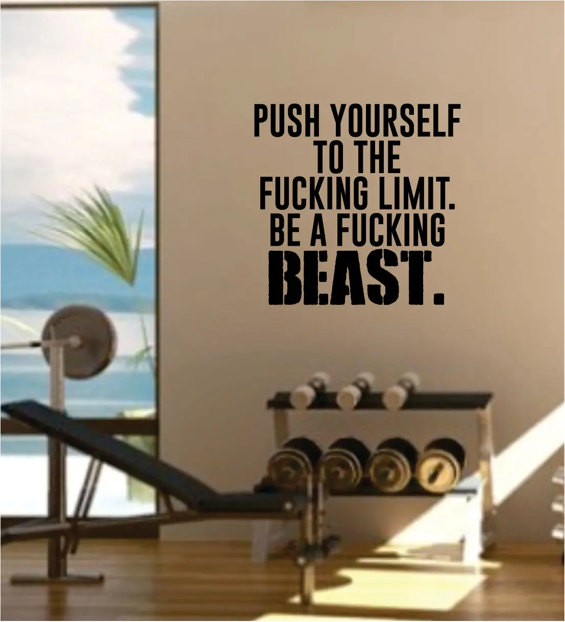Push Yourself To The Limit Quote Gym Fitness Health Work Out Gym Decal Sticker Wall Vinyl Art Wall Room Decor Weights Motivation Inspirational Teen 1