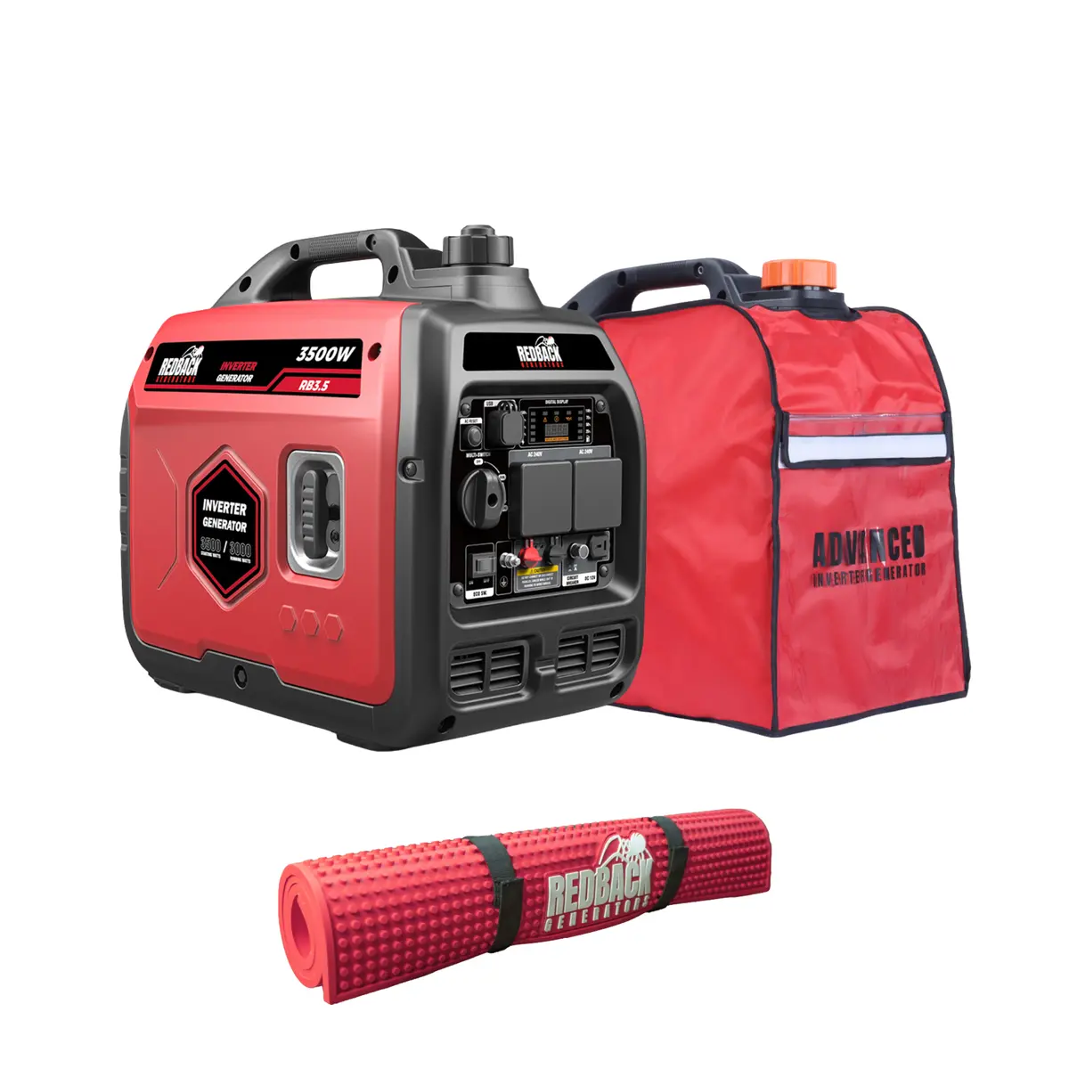 Redback Rb3.5 | Portable Inverter Generator 3500W 3.5Kva | With Generator Mat And Generator Cover 1