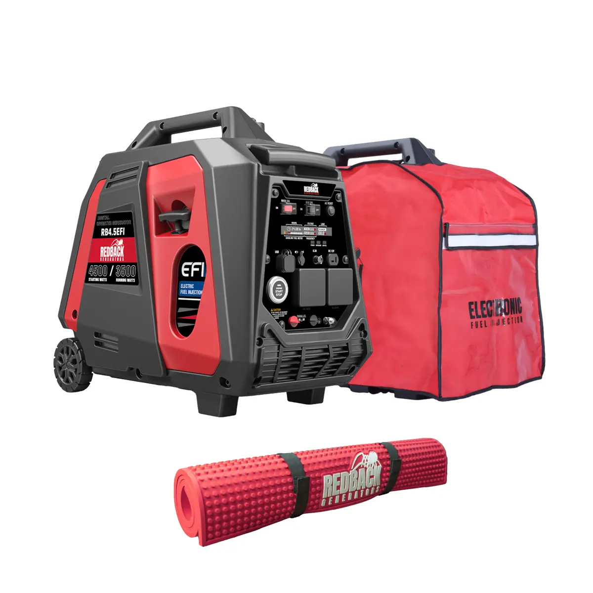 Redback Rb4.5 | Portable Inverter Generator 4500W 4.5Kva | With Generator Mat And Generator Cover 1