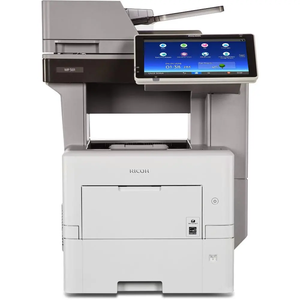 $25/Month Ricoh Mp 501 Spf Monochrome Multifunction Laser Printer Copier Scanner With Large Lcd Touch Screen, 50 Ppm For Office Use 1