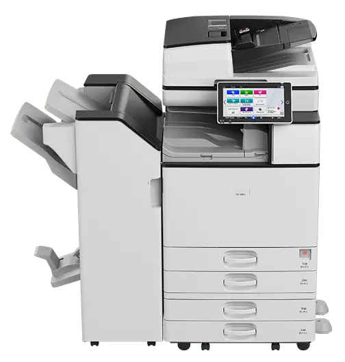 $95/Month Ricoh Im C6000 With Booklet Maker Finisher 60 Ppm Color Laser Multifunction Printer Copier Scanner 1