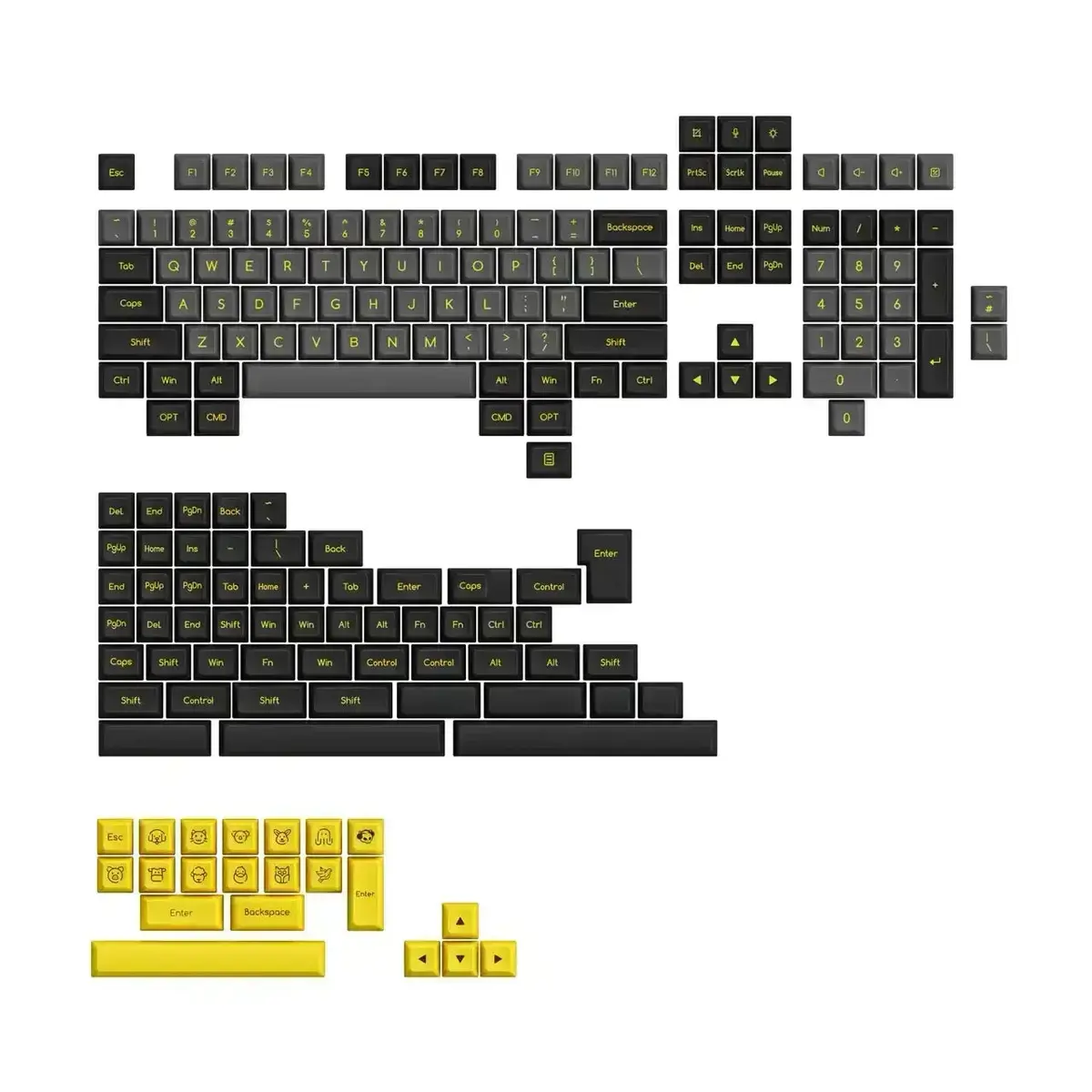 Akko - Black & Gold Abs Sal Keycap Set (195-Key) - Zestaw Keycapów O Profilu Sal 1
