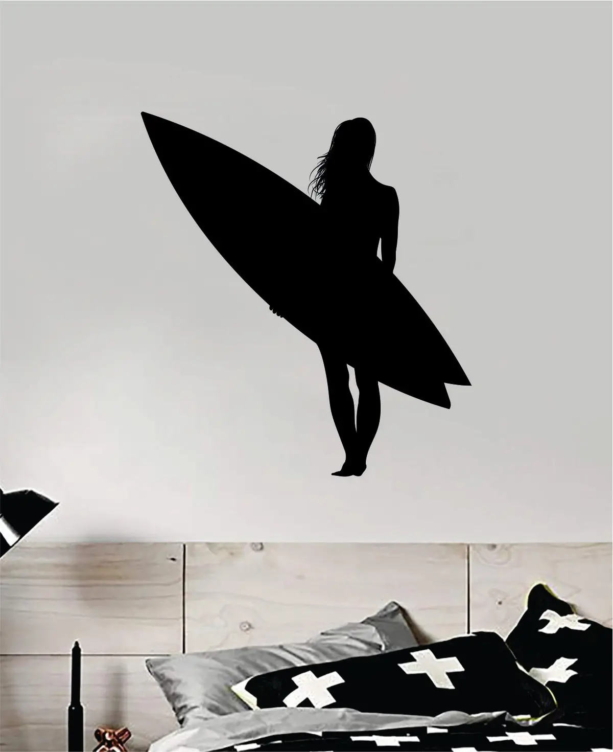 Surfer Girl V3 Wall Decal Sticker Bedroom Room Vinyl Art Home Sticker Decor Teen Nursery Inspirational Sports Kids Teen Boy Surf Beach Ocean Adventure 1