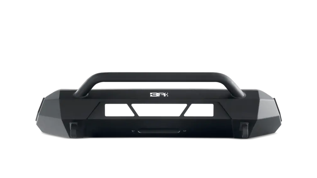 Body Armor Hiline Front Winch Bumper - Textured Black Powder-Coated Steel - Fits 2016-2023 Toyota Tacoma 1