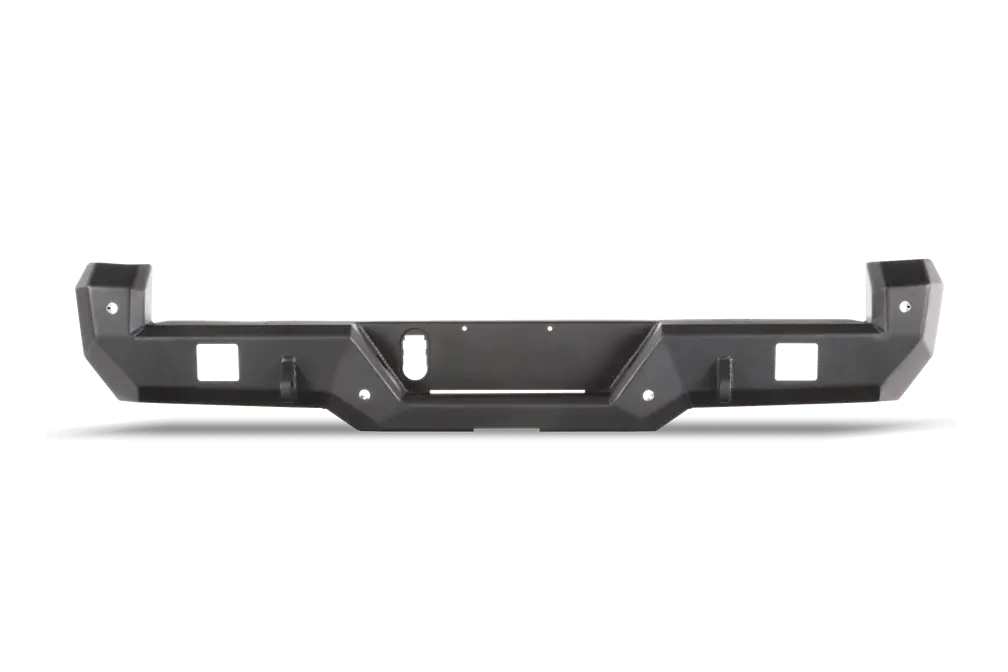 Body Armor Pro Series Rear Bumper - Textured Black Powder-Coated Steel - Fits 2016-2023 Toyota Tacoma (With D-Rings, Light Cutouts, License Plate Mount) 1