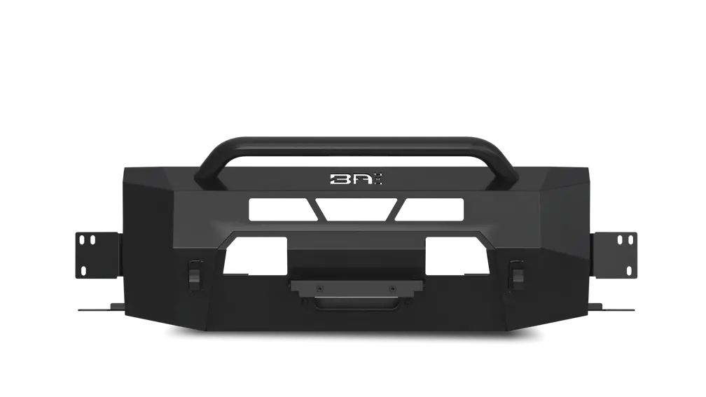 Body Armor Hiline Front Winch Bumper - Textured Black Powder-Coated Steel - Fits 2014-2021 Toyota Tundra (With Bull Bar, Winch Mount, D-Ring Mounts) 1