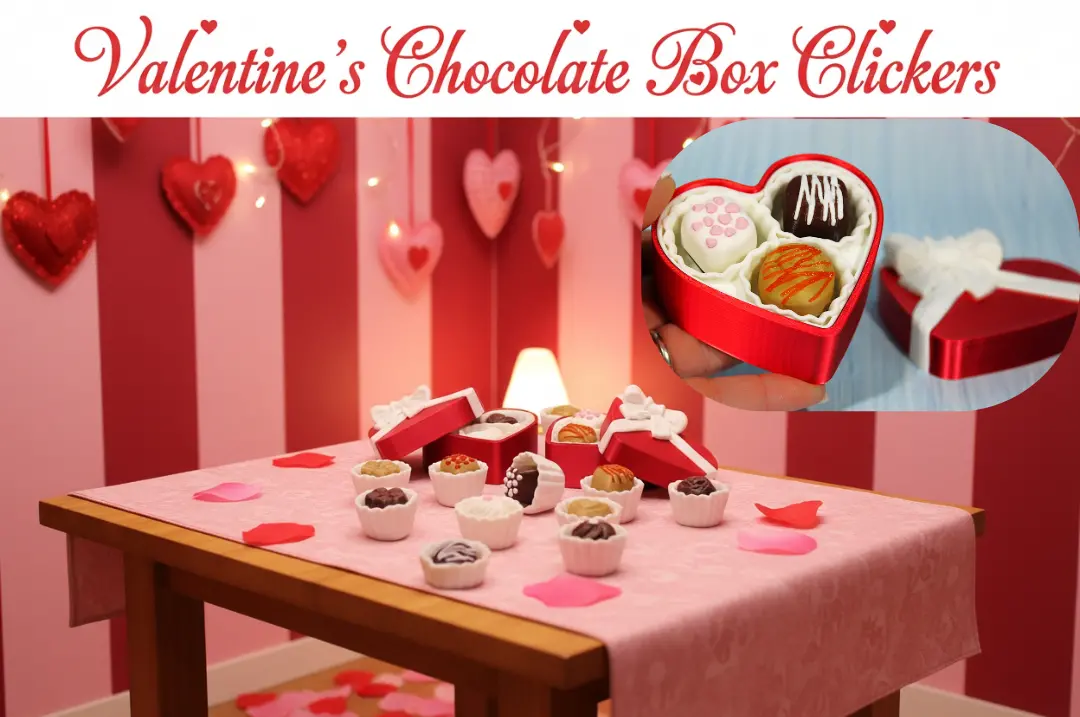Valentines Heart Box With Chocolate Clickers-3D Printed-Chocolates Are Randomly Selected 1