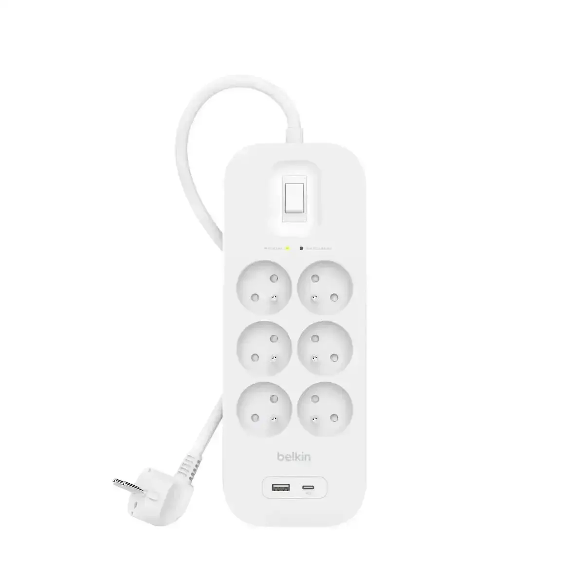Belkin - Listwa Zasilająca, 6-Portowa + 1Xusb-A 1Xusb-C 650J 1