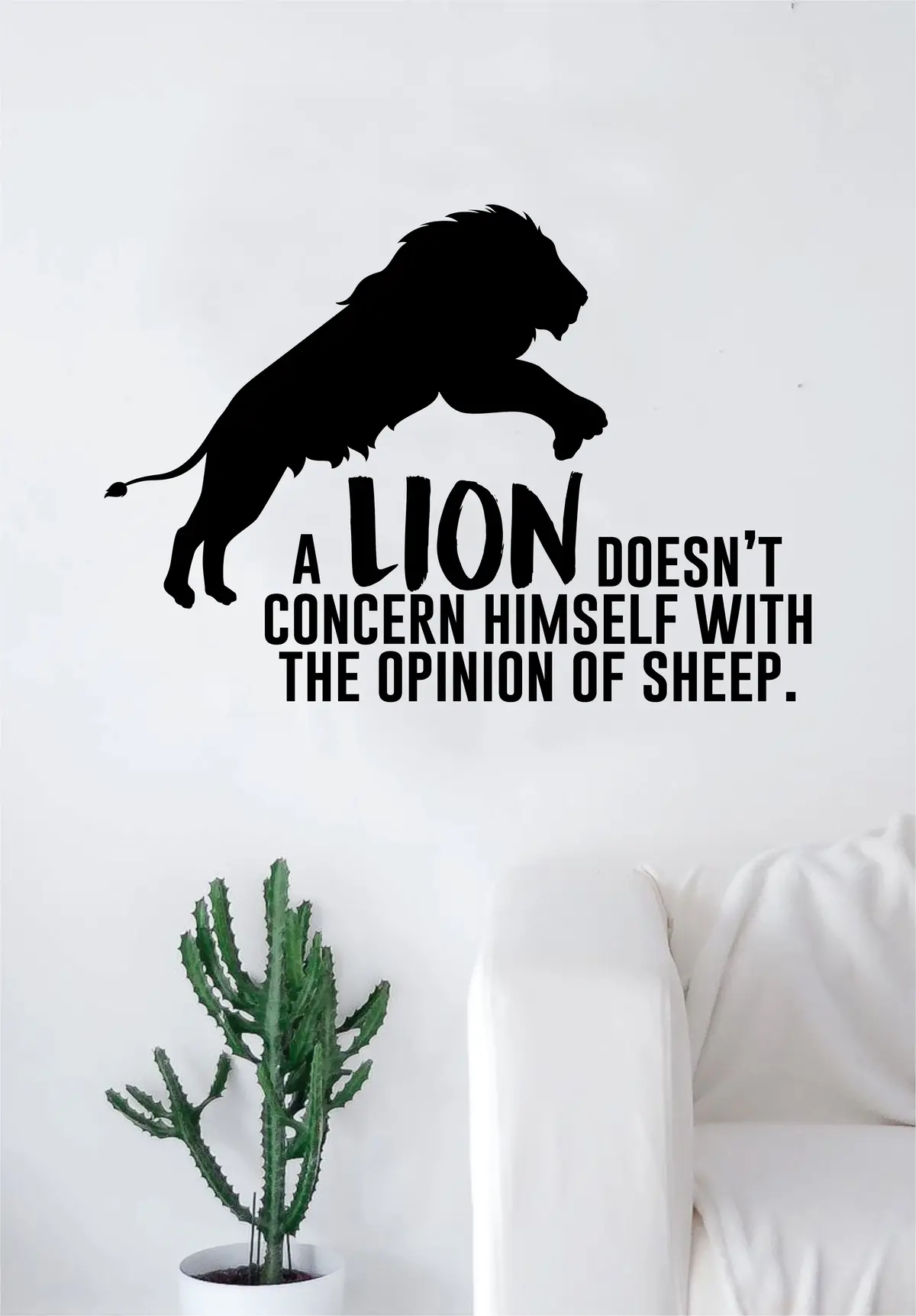 A Lion Doesn't Concern Himself Opinion Sheep Quote Wall Decal Sticker Room Bedroom Art Vinyl Inspirational Decor Motivational Inspirational Animal Gym Fitness 1