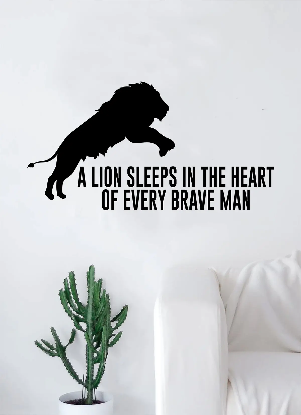 A Lion Sleeps In The Heart Of Every Brave Man Quote Wall Decal Sticker Room Bedroom Art Vinyl Inspirational Decor Motivational Inspirational Animal Gym Fitness 1