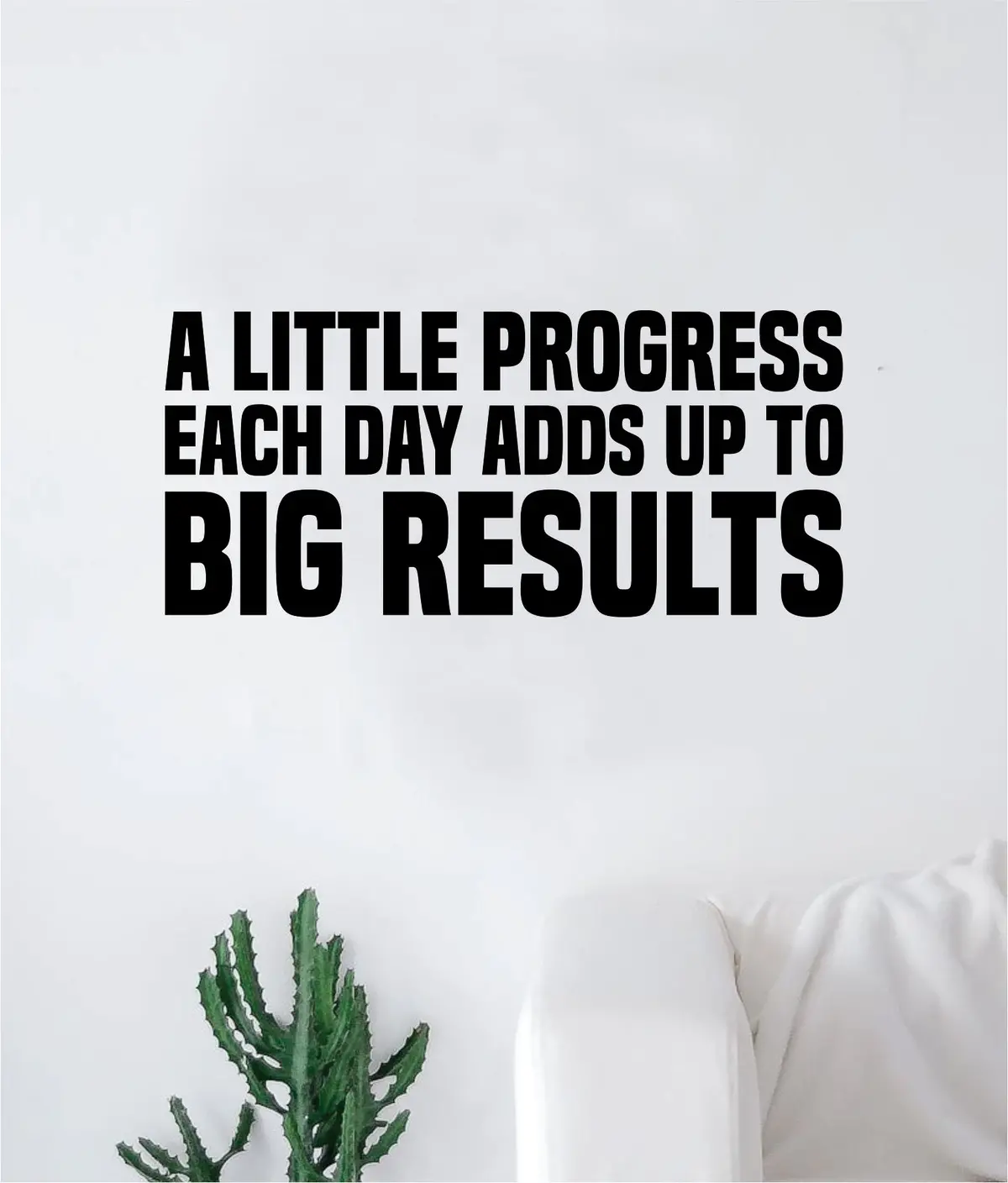 A Little Progress Big Results Gym Fitness Quote Weights Health Design Decal Sticker Wall Vinyl Art Decor Home Lift 1