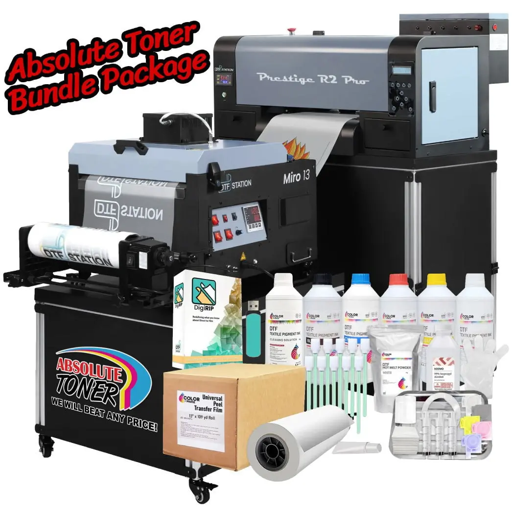 $256/Month Prestige R2 Pro 13” Dtf Printer + Miro 13 Max Powder Shaker + Color Prime Supply Bundle 1