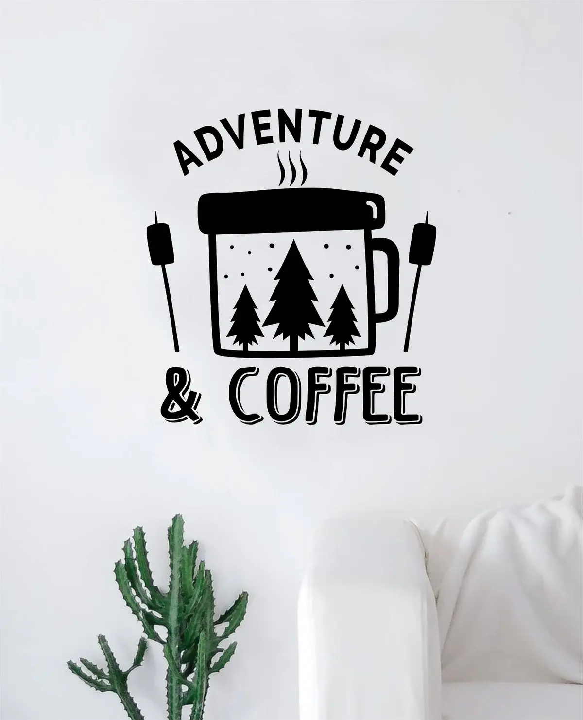 Adventure And Coffee Decal Sticker Wall Vinyl Art Wall Bedroom Room Home Decor Inspirational Teen Nursery Travel 1
