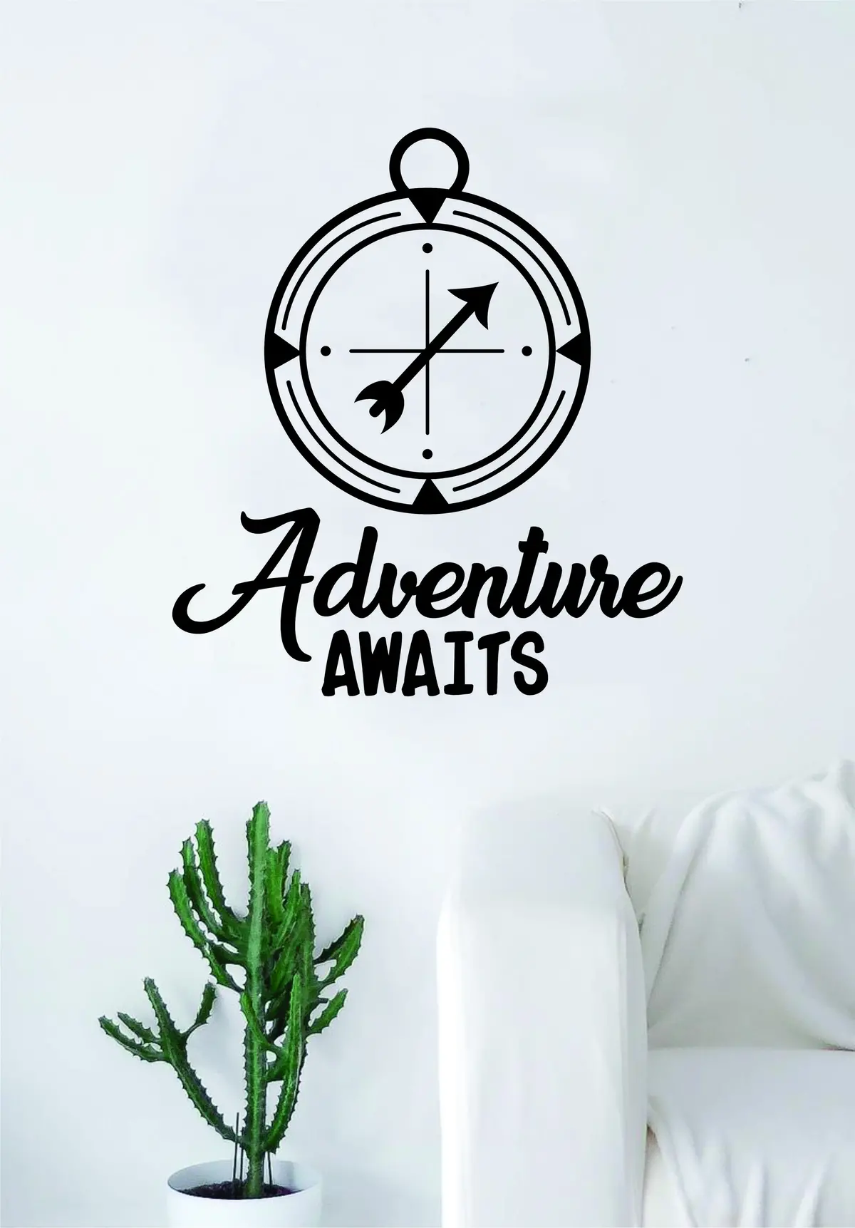 Adventure Awaits Compass Quote Wall Decal Sticker Bedroom Living Room Art Vinyl Beautiful Inspirational Travel Wanderlust 1