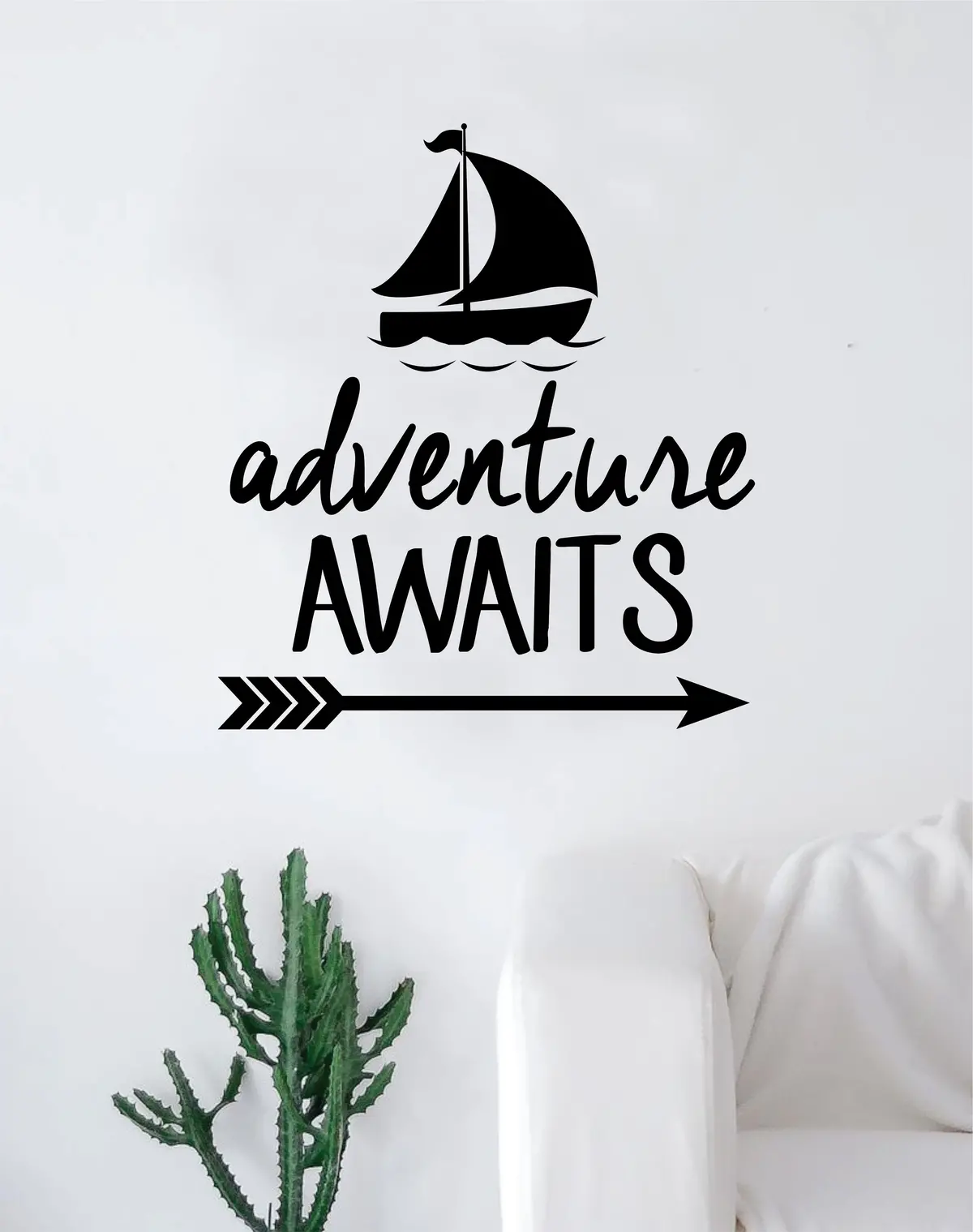 Adventure Awaits Version 10 Sailboat Arrow Design Decal Sticker Wall Vinyl Art Decor Travel 1