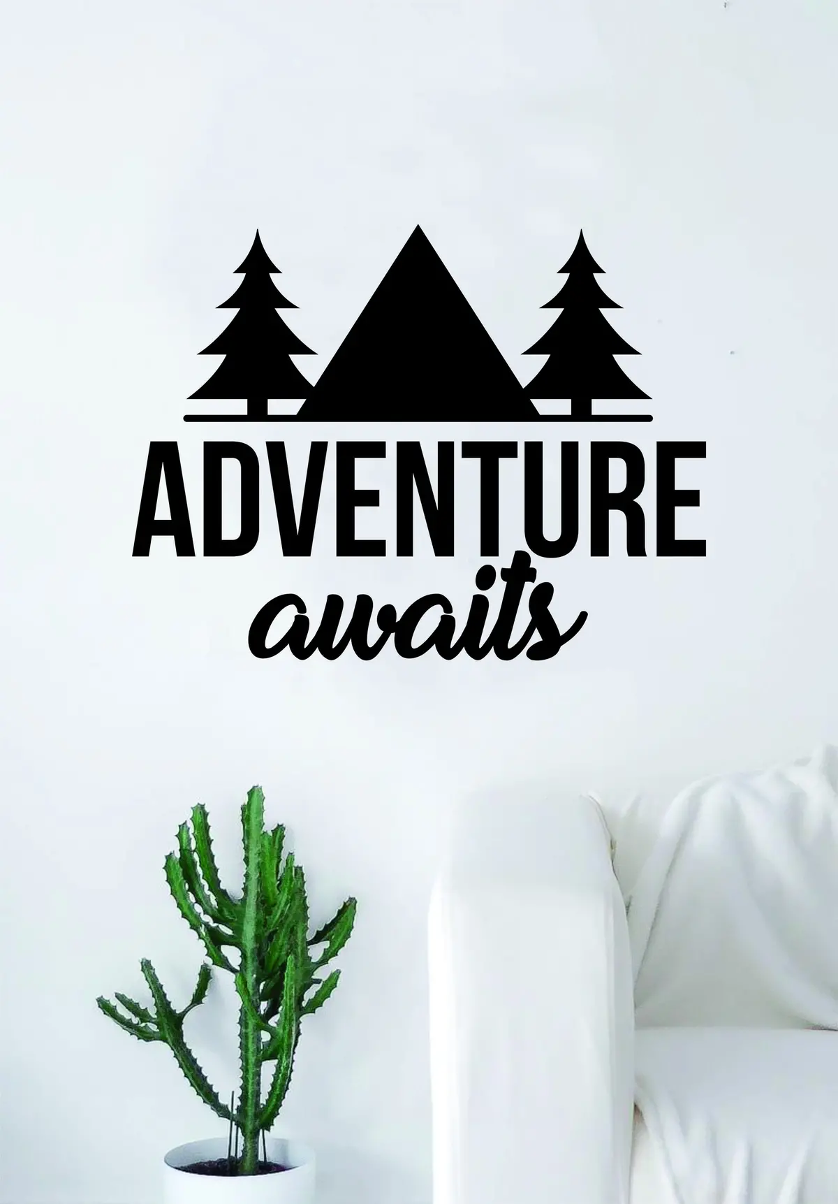Adventure Awaits V7 Quote Wall Decal Sticker Bedroom Living Room Art Vinyl Beautiful Inspirational Travel Mountains Trees Wanderlust 1